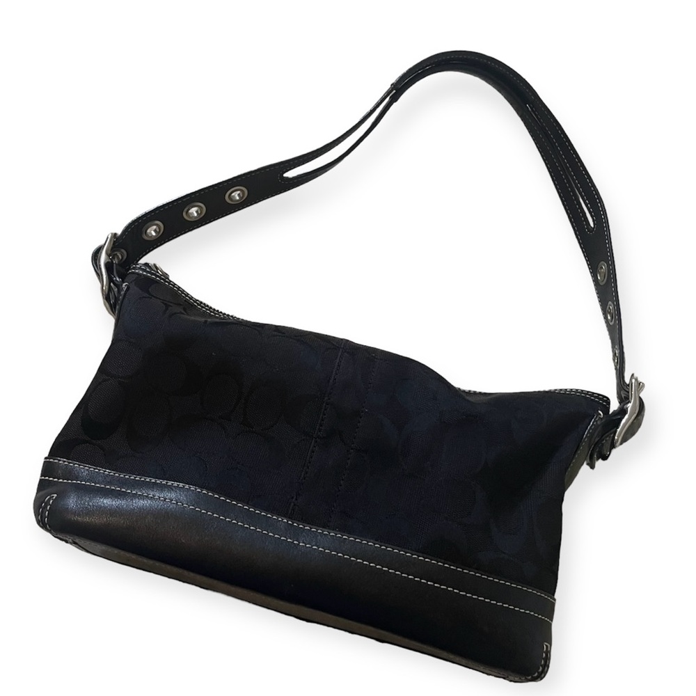 Coach Vintage Hobo Signature Purse Black Canvas Y2K